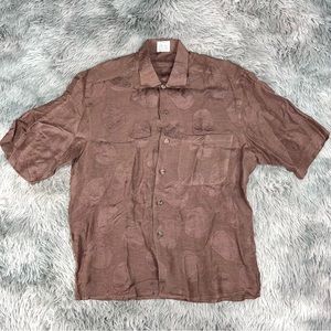 Vintage CELLINI Italy Linen Blend Rose Gold Faces Pocket Button Up Shirt M